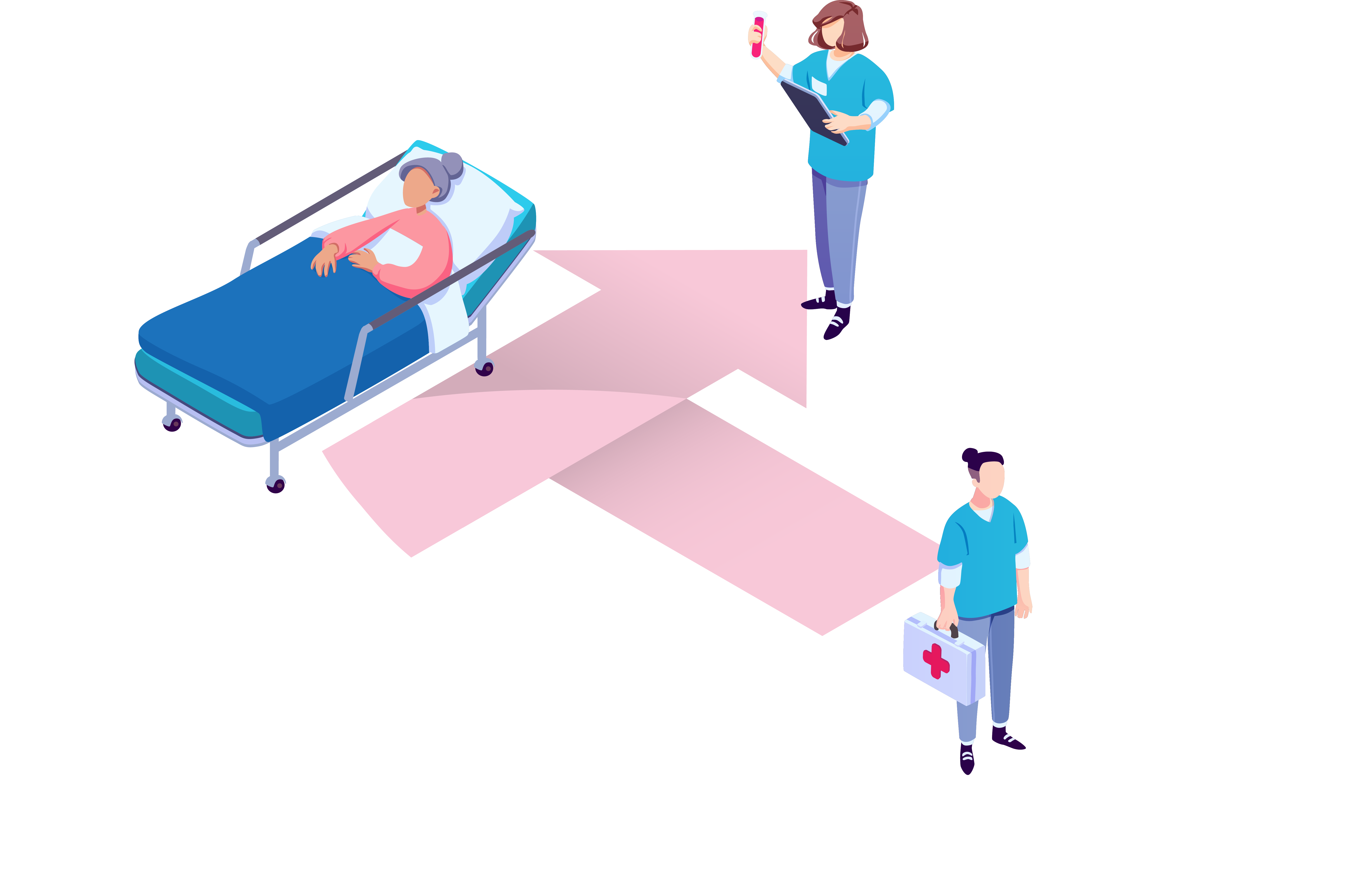 MediTrack An illustration of doctors working around the MediTrack Logo